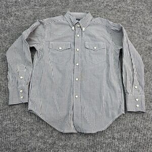 Ralph Lauren Shirt Boys 5 Blue White Plaid Button Up Preppy Snap Pockets